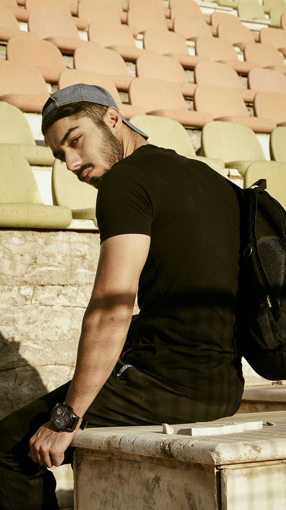 Striped Heavyweight Tee Navy